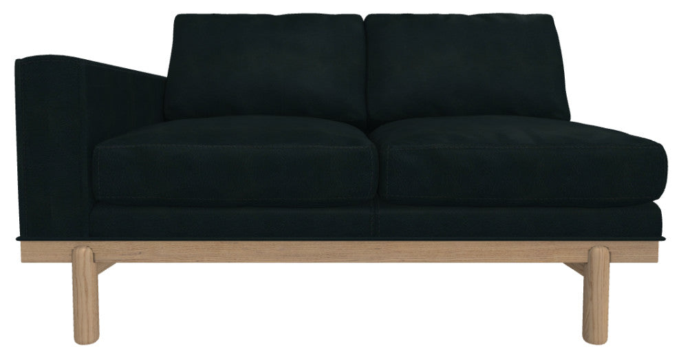 Cantor Left Arm Leather Sofa, Finish: Dove, Leather: Midnight