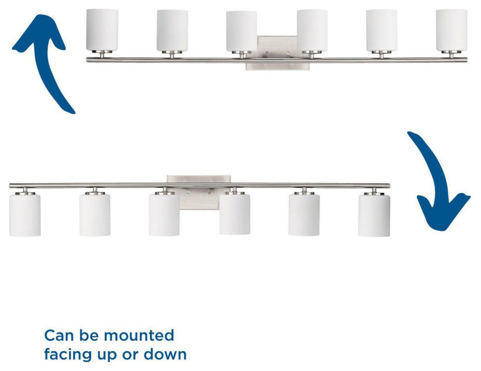 Replay Collection 48" 6-Light Brushed Nickel Etched Glass Bath Vanity Light