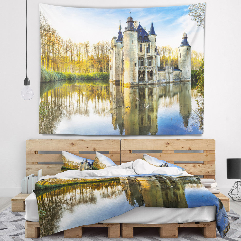 Fairytale Medieval Castles Landscape Wall Tapestry, 60"x50"