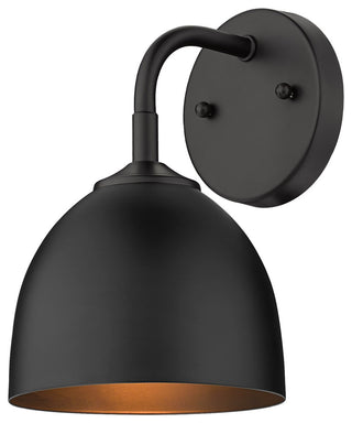 Zoey 1 Light Wall Sconce, Matte Black With Black