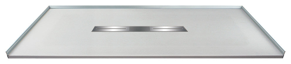 Transolid 63-in L x 35.5-in W Zero Threshold Center Drain Shower Base, Grey