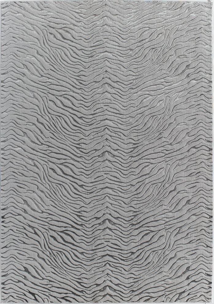 Natura Transitional Modern Animal Print Area Rug, Gray Tiger, 5'' X 7''