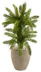 Nearly Natural 3" Double Cycas Artificial Plant in Sand Colored Planter
