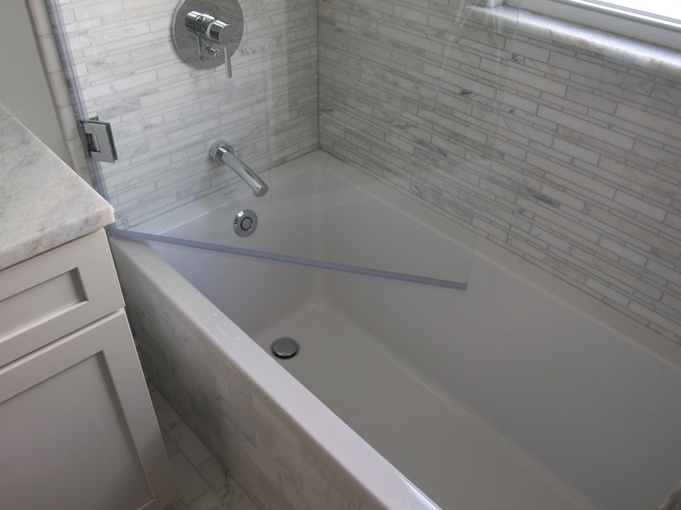 Frameless Tub Shower Door 60"x30" Low Iron, Brushed Stainless Steel Hinge, Squar