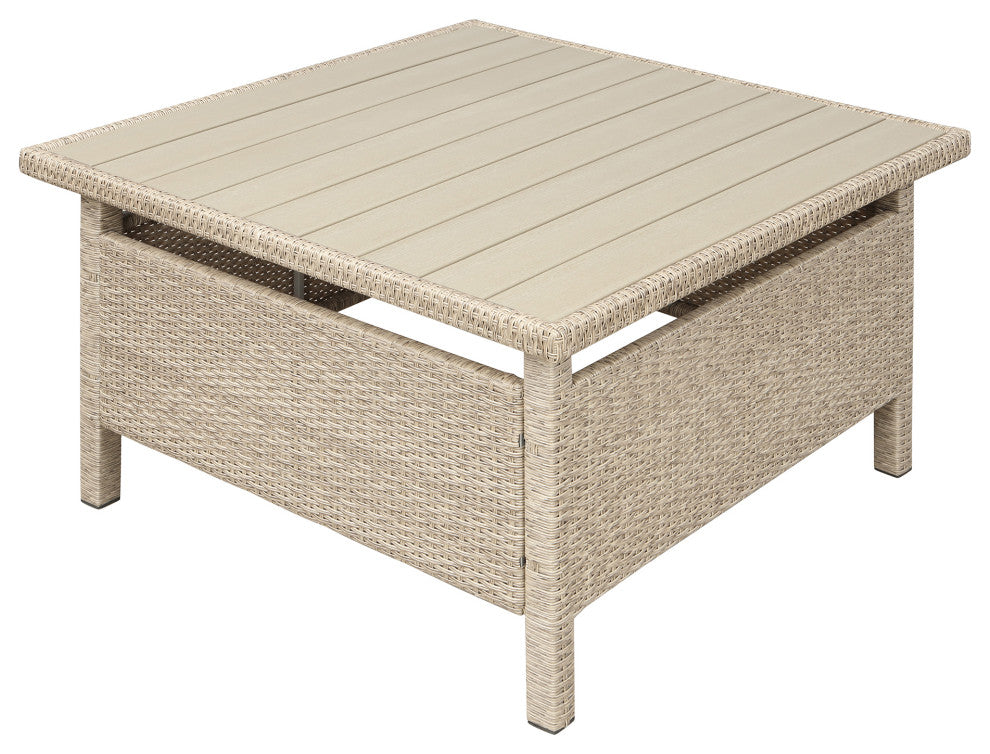 6 Pieces Outdoor Rattan Patio Sectional Sofa With Table and Benches