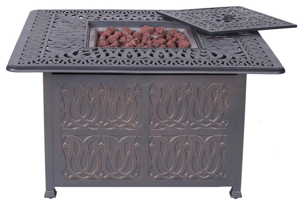 Bellvue Square Outdoor Gas Firepit Table With Doors,  44"