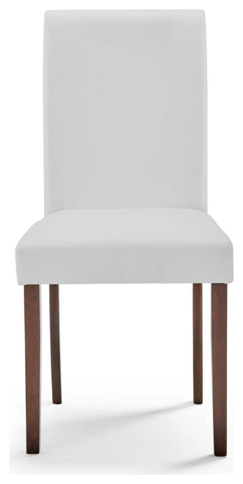Side Dining Chair and Table Set, Faux Leather, Drak Brown White, Modern, Bistro