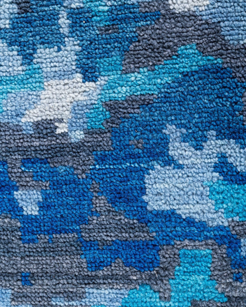 Modern One-of-a-Kind Handmade Area Rug Blue, 7' 10" x 10' 2"