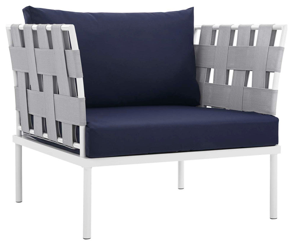 White Navy Harmony 5 Piece Outdoor Patio Aluminum Sectional Sofa Set