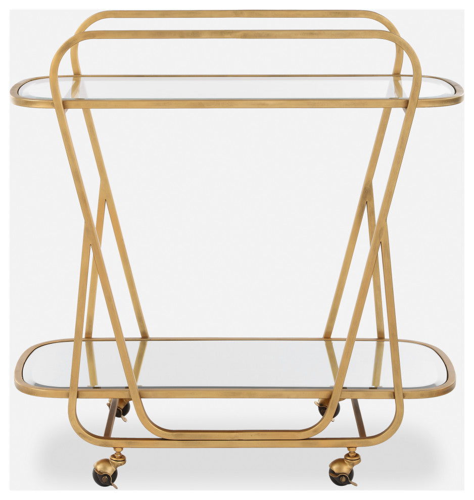 Uttermost - 22907 - Serving Cart - Swain - Antique Brass