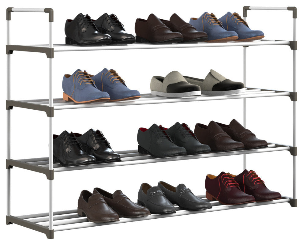 Shoe Rack 4-Tier Shoe Organizer for Closet, Bathroom, Entryway Holds 20 Pairs, White