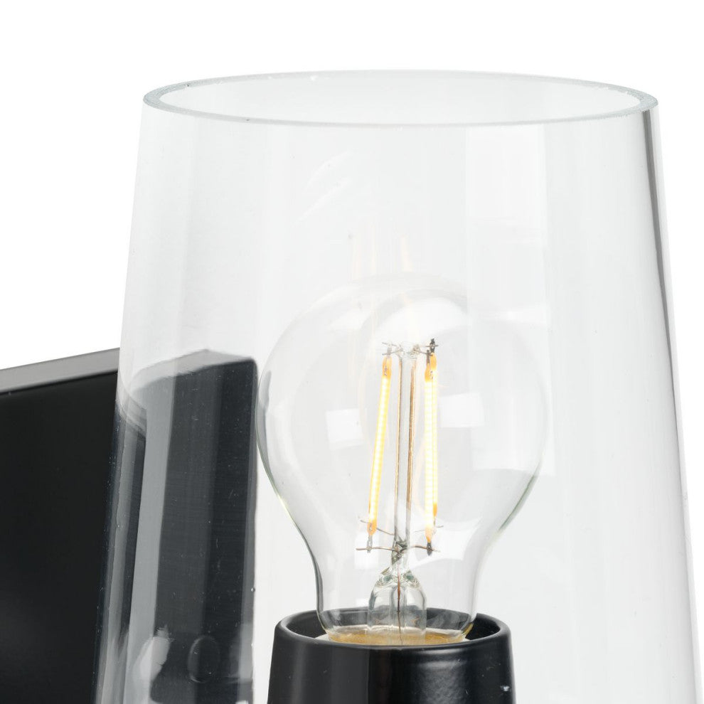 Calais 5" 1-Light Matte Black Clear Glass Bath Vanity Light
