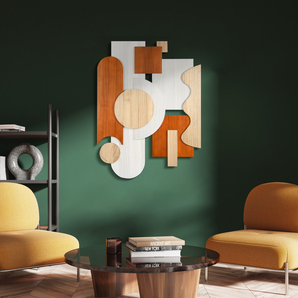 "Cinnamon Dreamscape" Hand Made Wood Abstracts Wall Art, Ap-104b-4030-08