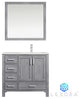 Jacques 36" Vanity, Wht Carrara Marble Top w/ 34" Mirror, Distressed Grey, Right