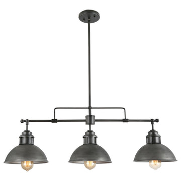 LALUZ 3-Light Linear Industrial Kitchen Island Lighting, Matte Black and Gray