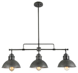 LALUZ 3-Light Linear Industrial Kitchen Island Lighting, Matte Black and Gray