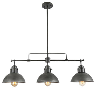 LALUZ 3-Light Linear Industrial Kitchen Island Lighting, Matte Black and Gray