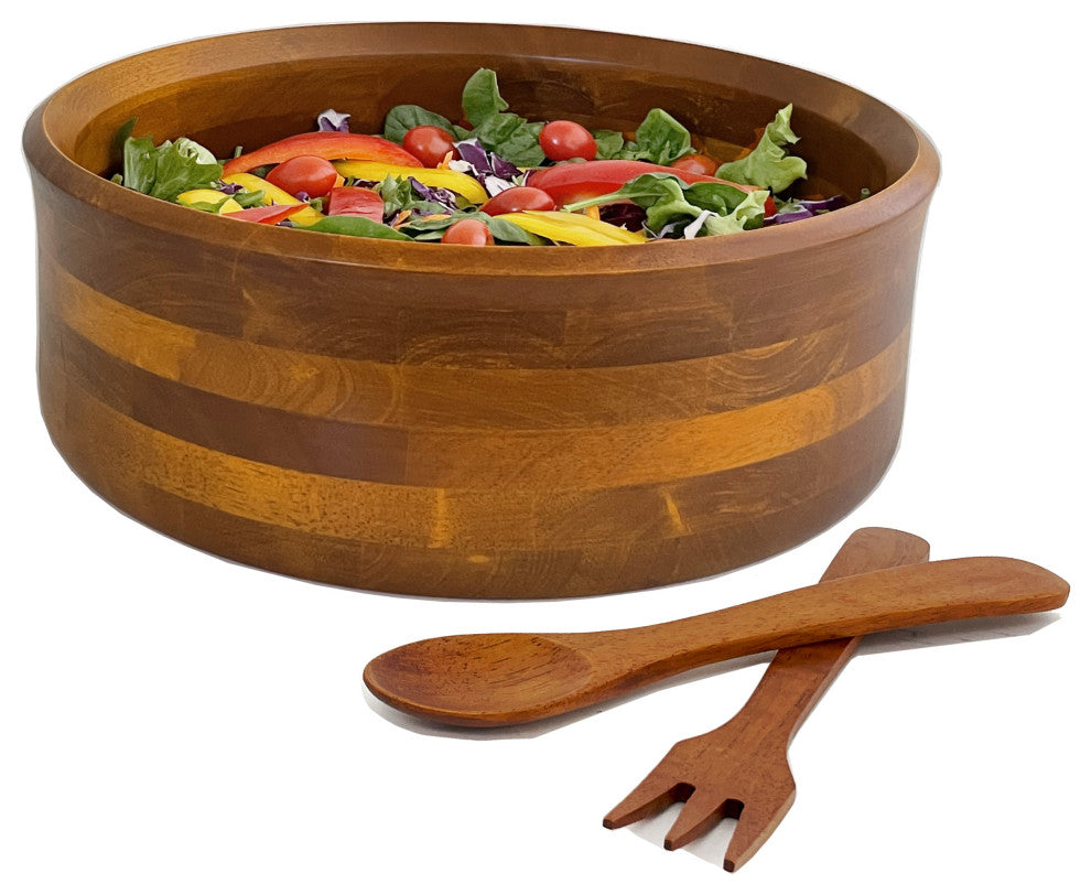 3-Piece Wood Salad Bowl Set, Medium, Large