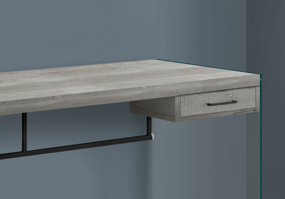 Computer Desk, Laptop, Storage Drawers, 48"L, Work, Laminate, Grey, Clear