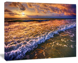 Beautiful Sunset with White Waters, Seashore Canvas Art Print, 20"x12"