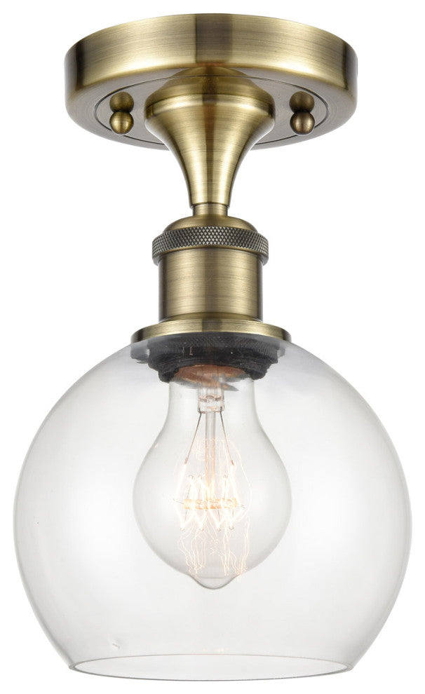 Innovations 516-1C-AB-G122-6 1 Light 6" Semi-Flush Mount, Antique Brass