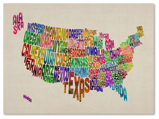 'USA States Text Map' Canvas Art by Michael Tompsett