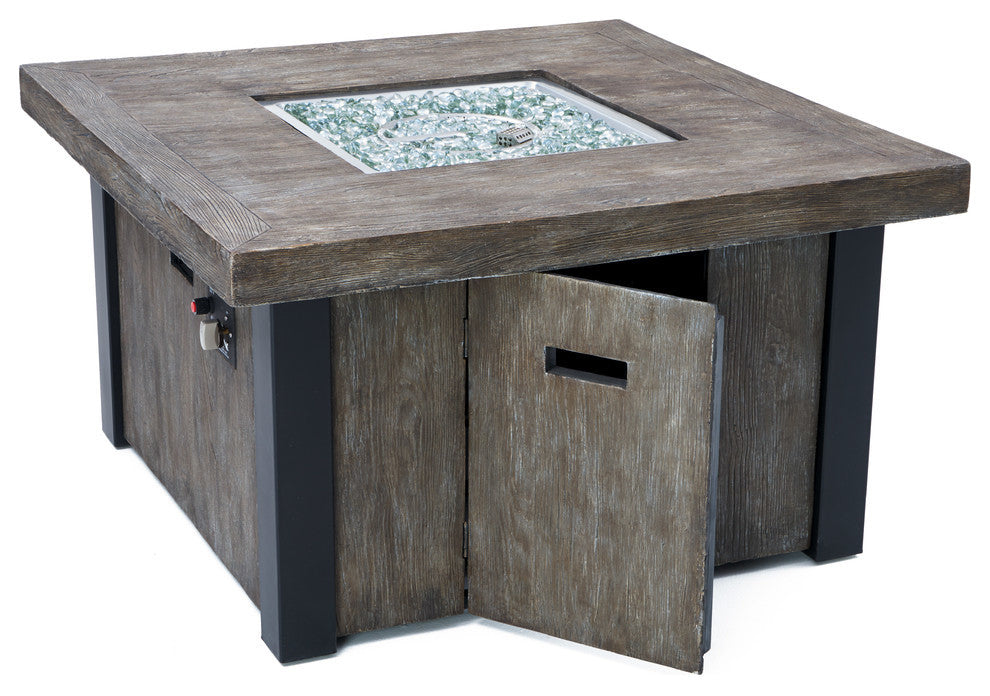 Deco 5 Piece Outdoor Patio Motion Fire Chat Set, Spa Blue