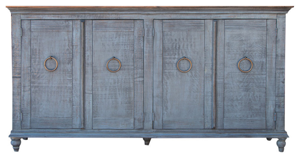 Macao 4 Door Rustic Sideboard 73", Dark Blue