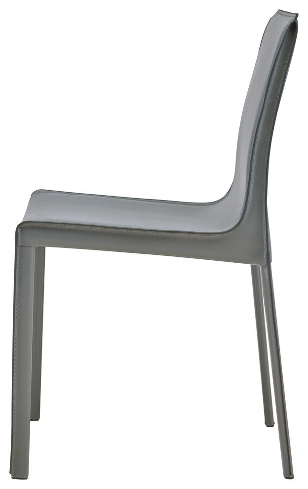 Gervin Recycled Leather Dining Side Chair, Set of 2, Anthracite