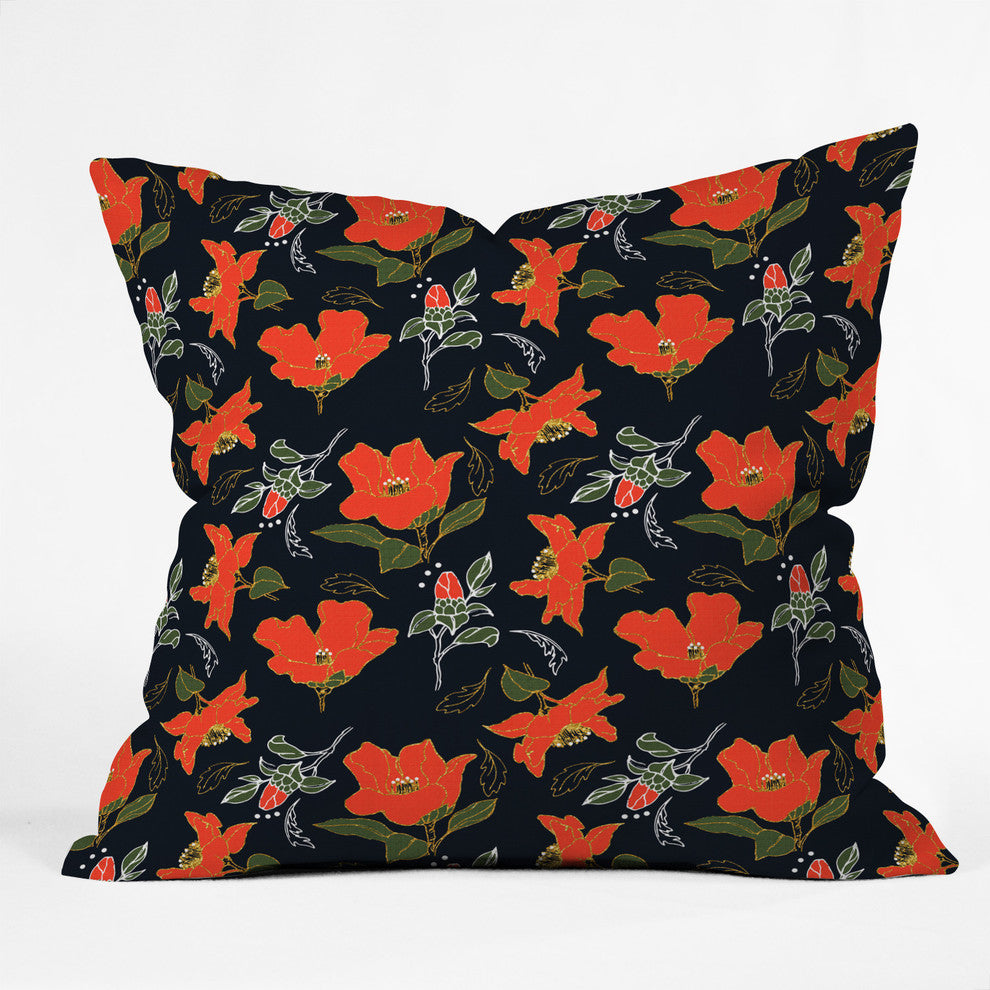 Marta Barragan Camarasa Night red bloom Throw Pillow