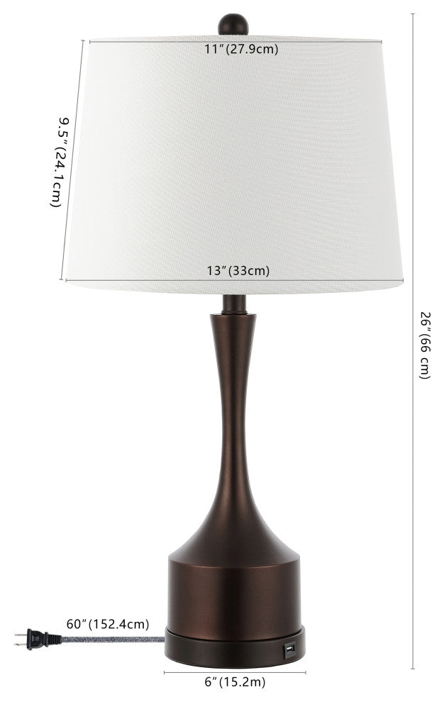 Cooper 26" French Country Iron Table Lamp, USB Charging, Set of 2, Black