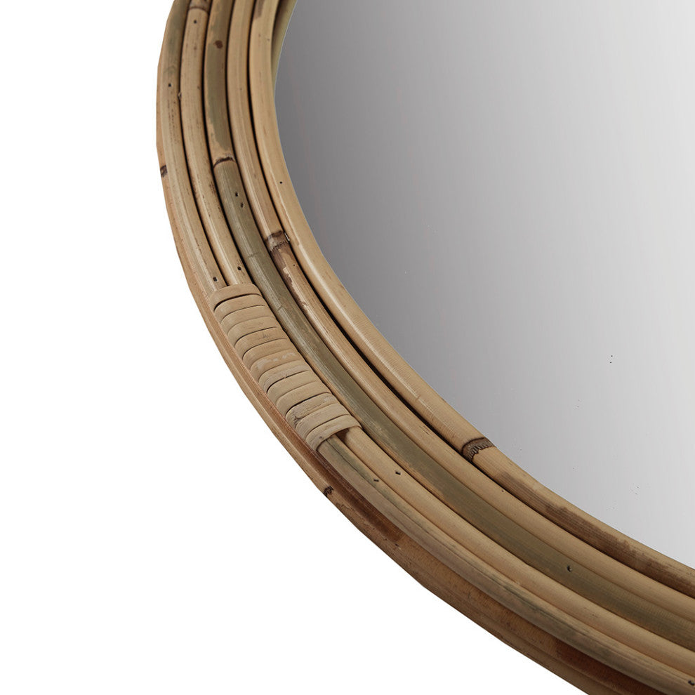 Martha Stewart Luna Natural Rattan Round Wall Mirror, Natural