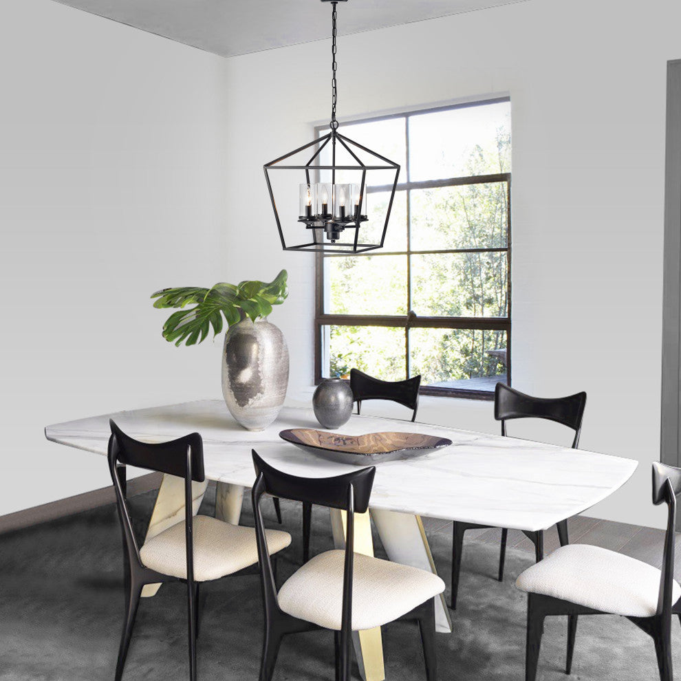 Viera Modern Black Brushed Coffee 4-Light Chandelier