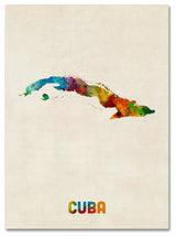 'Cuba Watercolor Map' Canvas Art by Michael Tompsett