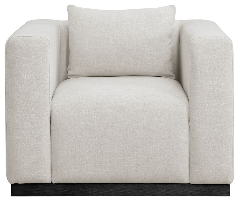 Alfie Linen Textured Fabric Upholstered Chair, Beige
