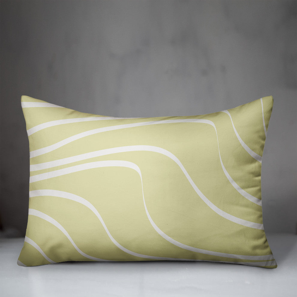 Wavy Lines On Yellow 20x14 Spun Poly Pillow
