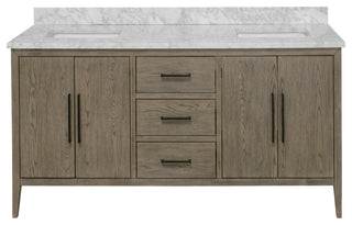 Parisian 72" Bathroom Vanity, Gray Oak, Carrara Marble