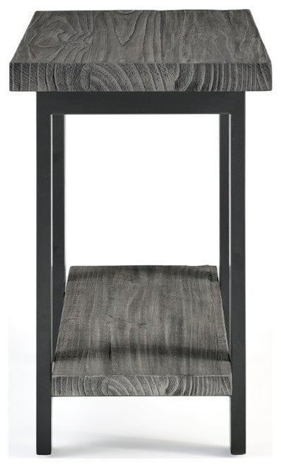Pomona Metal and Reclaimed Wood End Table, Slate Gray