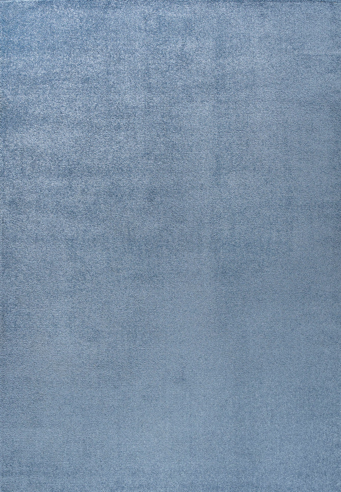 Haze Solid Low-Pile Runner Rug, Blue, 9 X 12