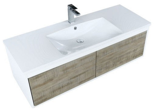 Scopi Modern 48" Rustic Acacia Bathroom Vanity, Balzani Gun Metal Faucet