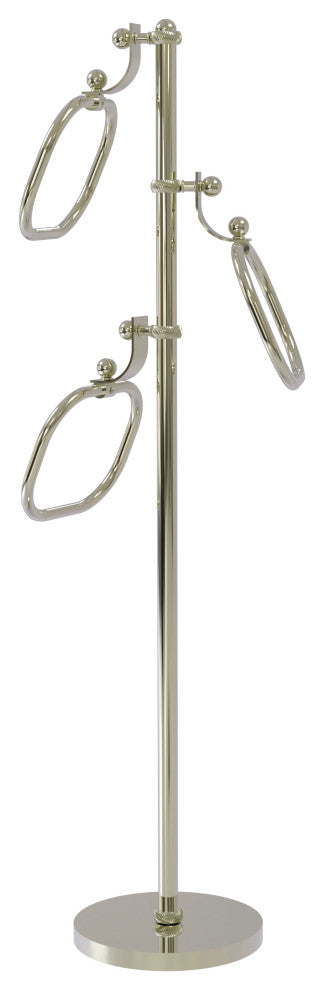 Towel Stand with 9" Oval Towel Rings, Polished Nickel