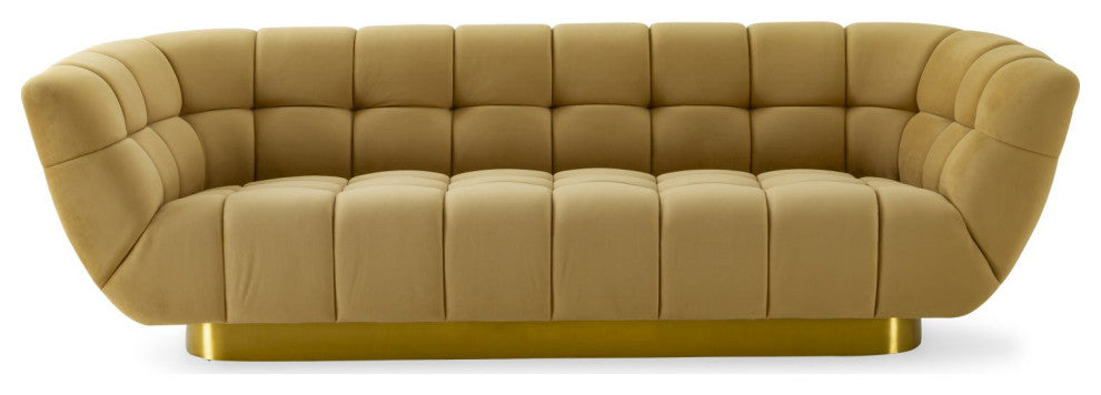 Divani Casa Granby Glam Mustard and Gold Fabric Sofa