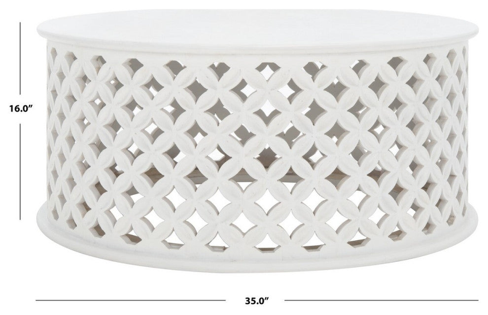 Safavieh Kaydix Round Coffee Table, White Washed, White Washed