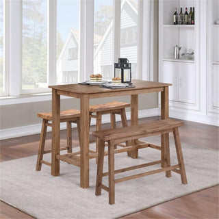 Boraam Wood Sonoma Pub Set in Barnwood Wire-Brush Brown Finish