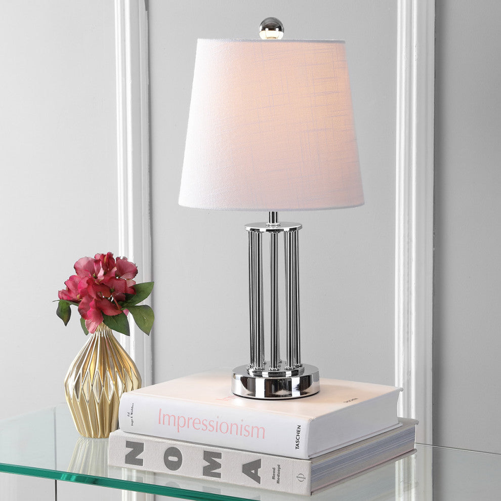 Lillian 18" Metal Mini Table Lamp, Chrome