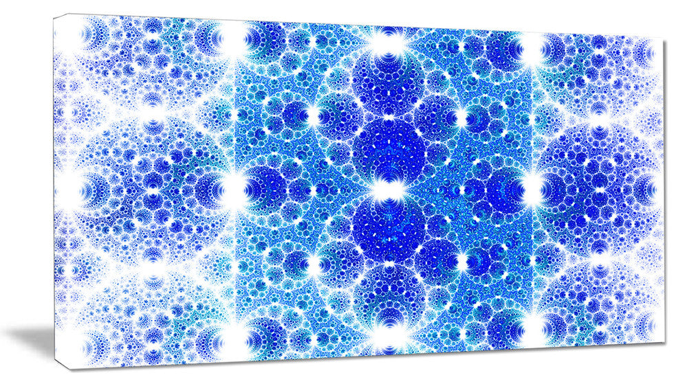 Exotic Blue Fractal Crescent Pattern, Abstract Art on Canvas, 40x20