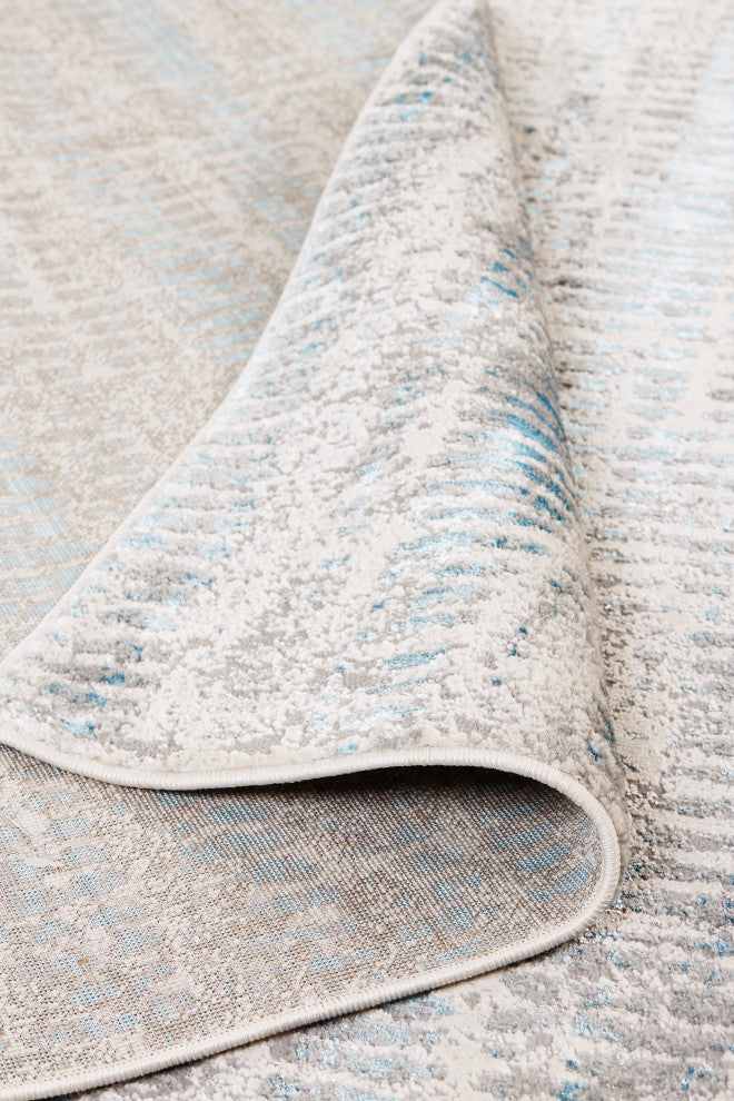 Weave & Wander Aurelian Modern Metallic Distressed Rug, Ivory/Silver, 6'7"x9'6"