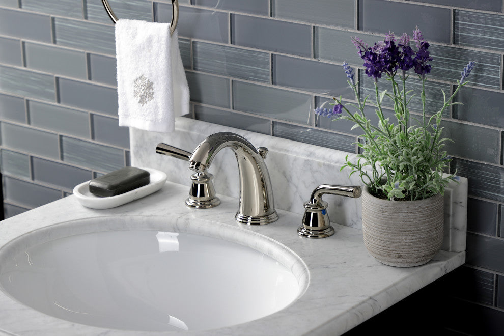 Kingston Brass KB986RXLPN Widespread Bathroom Faucet, Pop-Up Drain