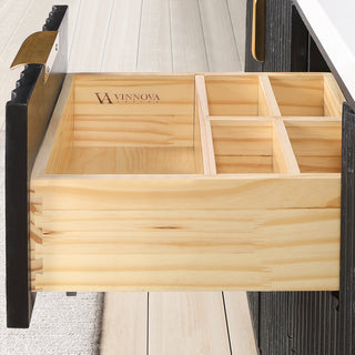 Vinnova Cadiz Bath Vanity, Composite Stone Top, Black, 60", No Mirror