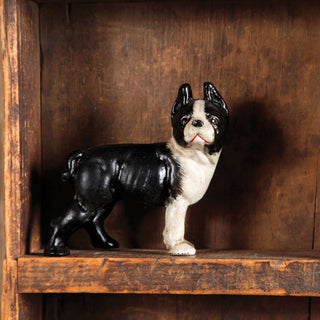 Retro Cast Iron Boston Terrier Statue, Bulldog Doorstop Antique-Style
